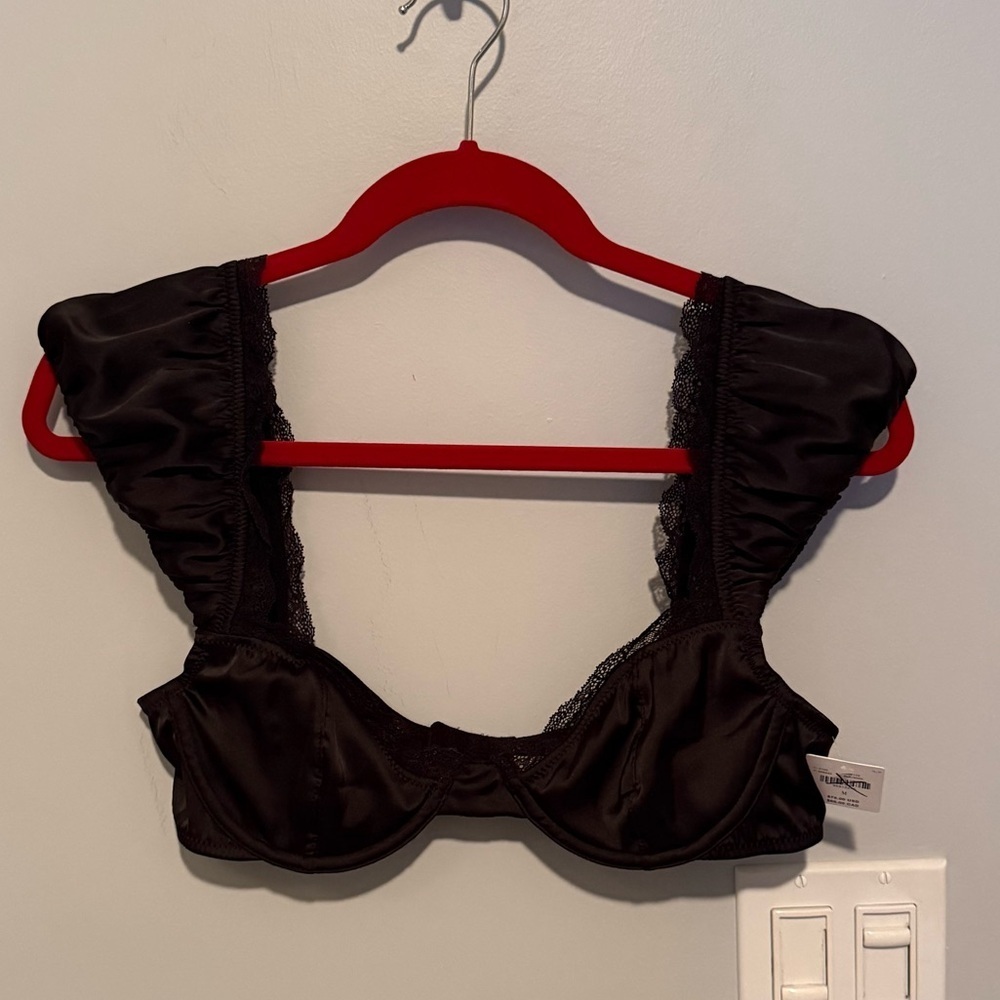 NWT By Anthropologie Satin Puff-Sleeve Underwire Bra